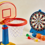 2-in-1 Kids Basketball Hoop & Dart Board: Fun & Skill-Building Indoor Sports Toy Set