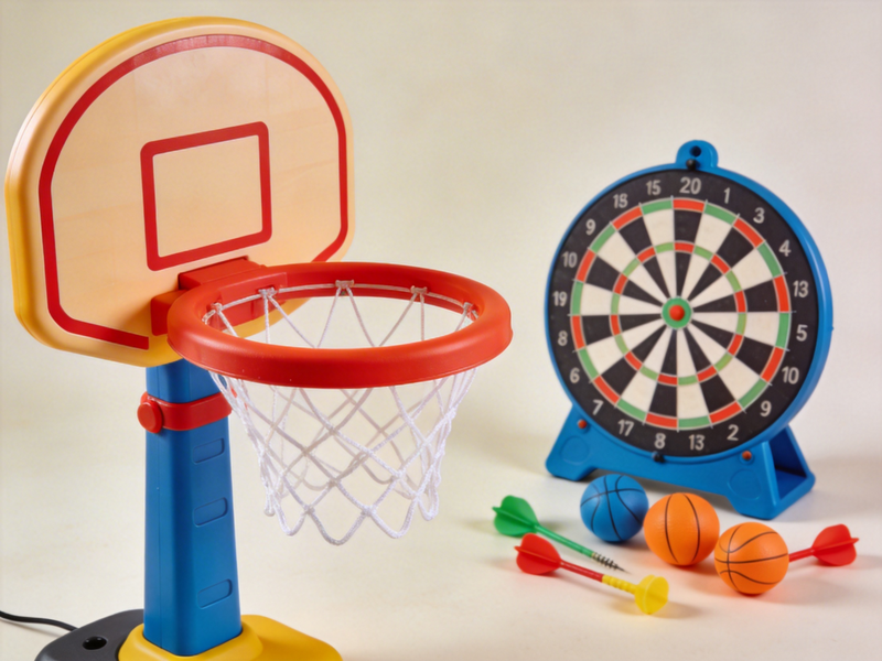 2-in-1 Kids Basketball Hoop & Dart Board: Fun & Skill-Building Indoor Sports Toy Set