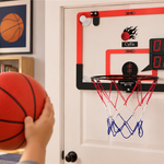 CYFIE red over-door basketball hoop with electronic scoreboard ready for a home shooting game