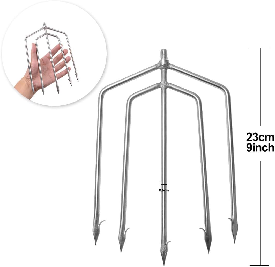 Stainless Steel Fishing Gaff Hook with 8mm Screw – Harpoon Hook for Flounder & Frog Gigging