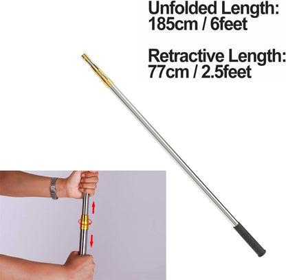 Retractable Fishing Gaff – Stainless Steel Flounder & Frog Gig, Telescopic Pole with 8mm Screw, Harpoon Hook Compatible