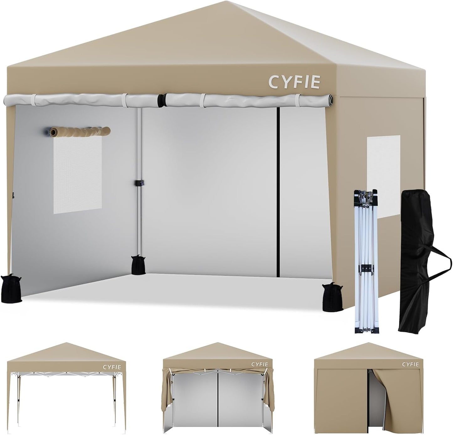 New Upgraded 10x10 FT Pop-Up Canopy Tent with 4 Sidewalls – 30% More Wind-Resistant, Reinforced Frame