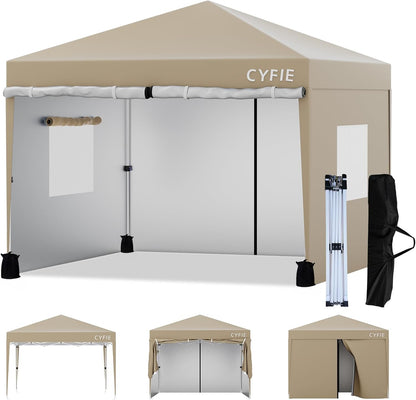 New Upgraded 10x10 FT Pop-Up Canopy Tent with 4 Sidewalls – 30% More Wind-Resistant, Reinforced Frame