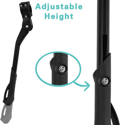 Adjustable Bike Kickstand – Rear Side Stand for 24-29 Inch Mountain, Road, BMX & MTB Bikes, Black