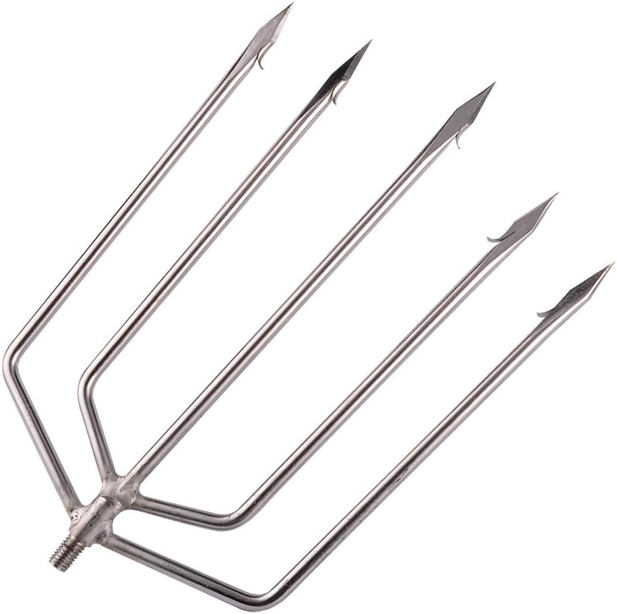 Stainless Steel Fishing Gaff Hook with 8mm Screw – Harpoon Hook for Flounder & Frog Gigging