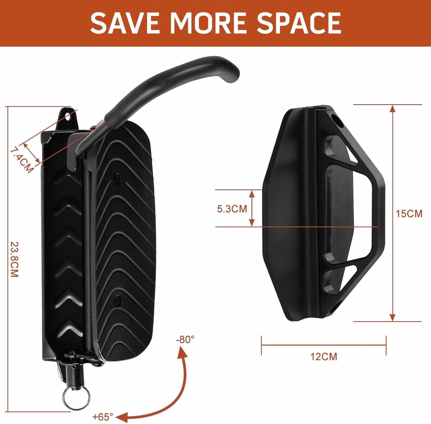 Wall Mount Bike Rack – 150° Swivel, Space-Saving