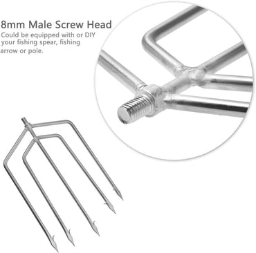 Stainless Steel Fishing Gaff Hook with 8mm Screw – Harpoon Hook for Flounder & Frog Gigging