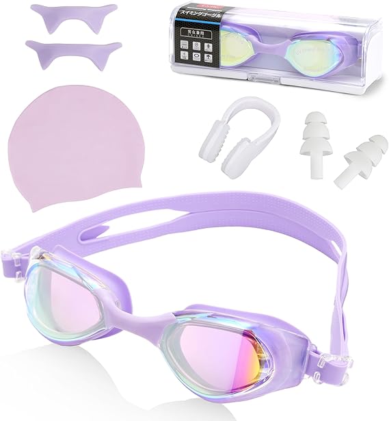Swim Goggles – Anti-Fog, Leak-Proof with Nose Clip, Earplugs, Cap & Case