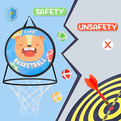 2-in-1 Kids Basketball Hoop with Dart Board – Indoor Sports Toy Set for Boys & Girls