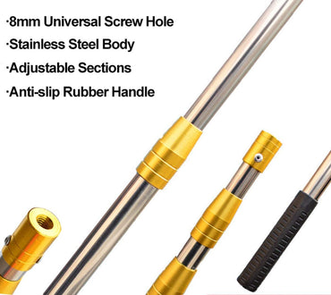 Retractable Fishing Gaff – Stainless Steel Flounder & Frog Gig, Telescopic Pole with 8mm Screw, Harpoon Hook Compatible
