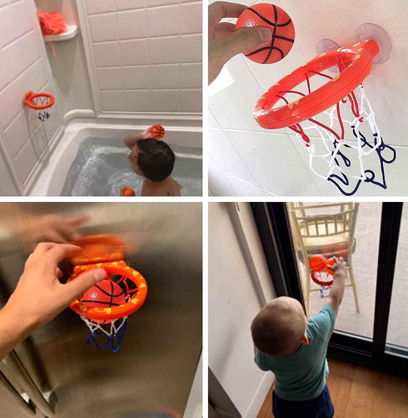 Bathtub Basketball Hoop – Suction Cup Toy with 4 Balls for Kids 3-8