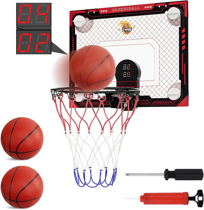 Indoor Mini Basketball Hoop with Electronic Scoreboard, Sound & 3 Balls – Suction Cup Toy for Kids & Teens