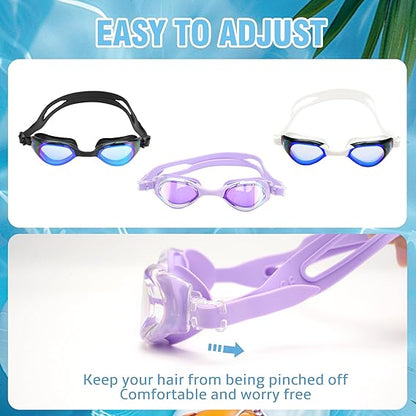 Swim Goggles – Anti-Fog, Leak-Proof with Nose Clip, Earplugs, Cap & Case