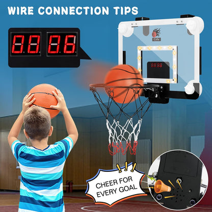 LED Mini Basketball Hoop with Electronic Scoreboard – Over-the-Door & Suction Cup Indoor Set for Kids