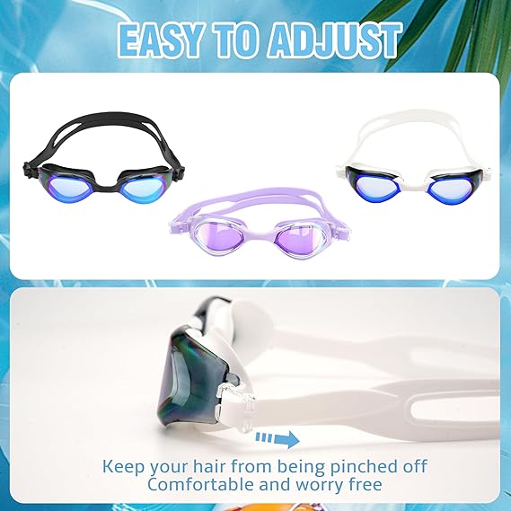 Unisex Swim Goggles Set – Anti-Fog, Leak-Proof with Nose Clip, Earplugs, Cap & Case