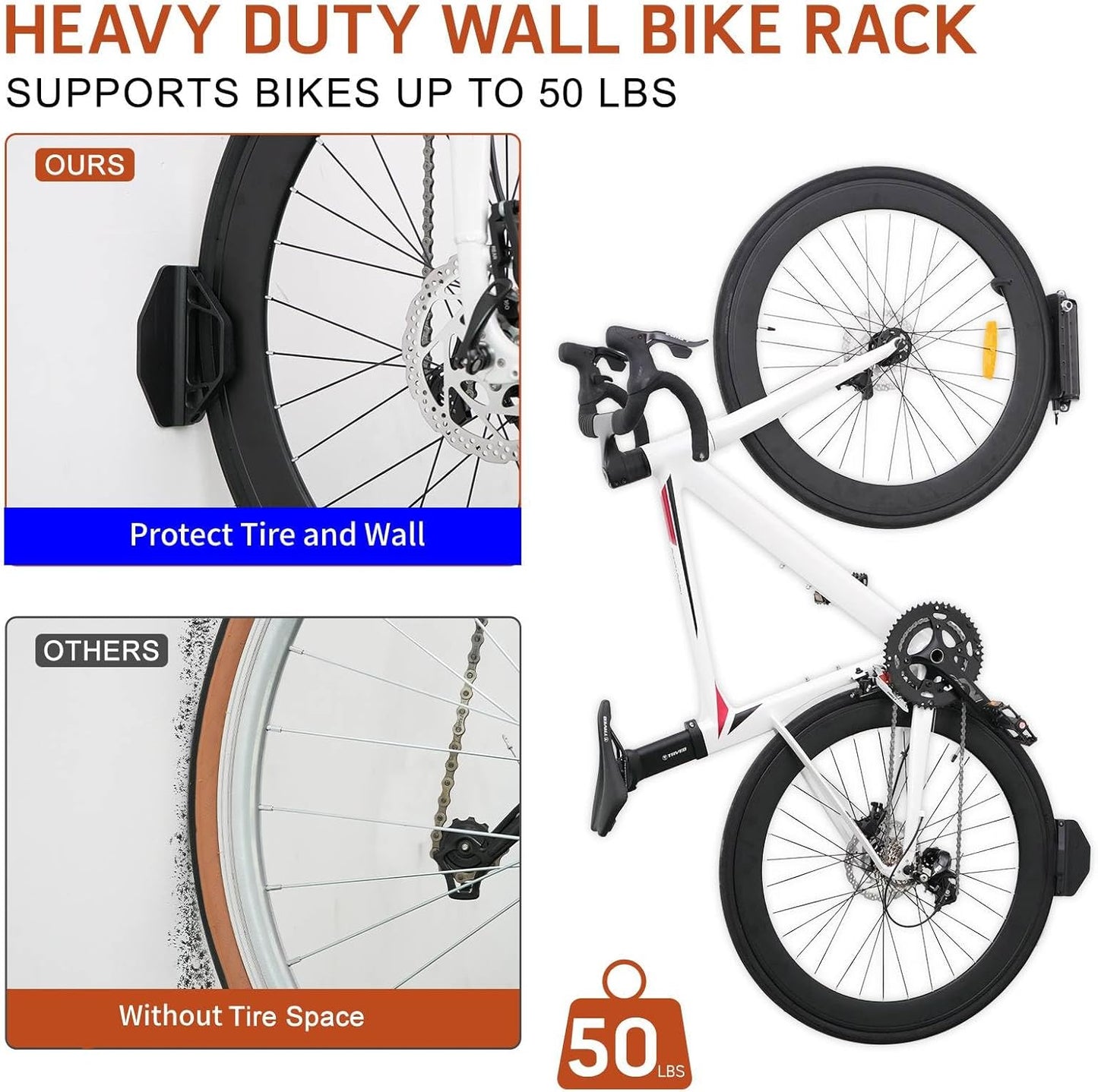 Wall Mount Bike Rack – 150° Swivel, Space-Saving