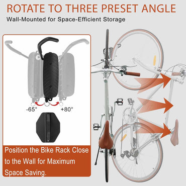 Wall Mount Bike Rack – 150° Swivel, Space-Saving