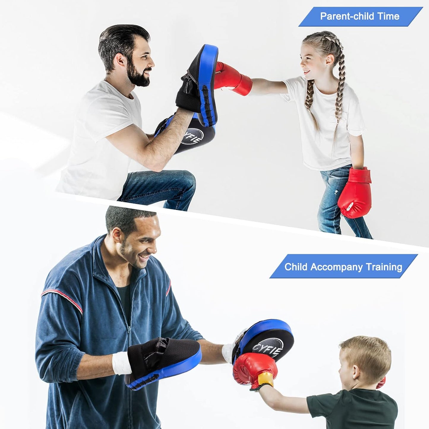 2-in-1 Boxing Pads & Mitts Set – Blue Punching Pads & Mitts for Adults & Youth