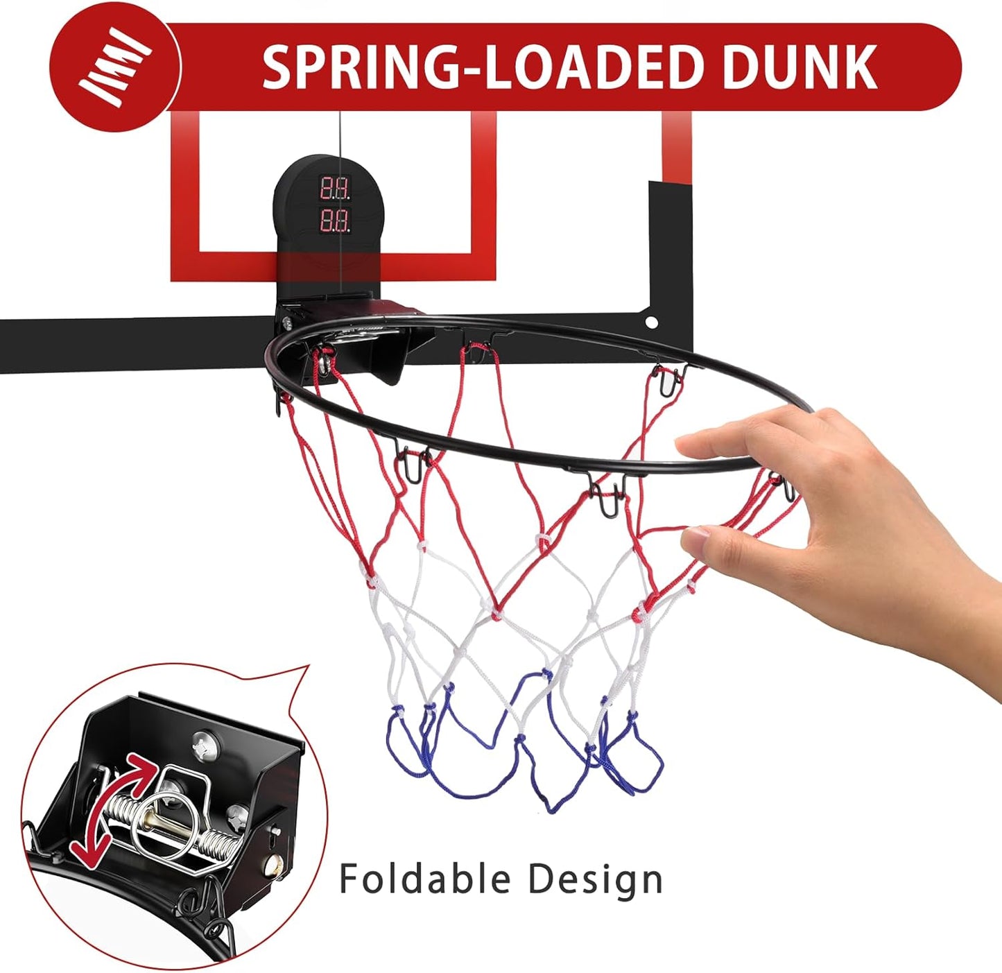2026 Upgraded 24" x 16" Basketball Hoop – Suction Cup/Over-the-Door with Enhanced Suction Power, Electronic Scoreboard & 3 Balls