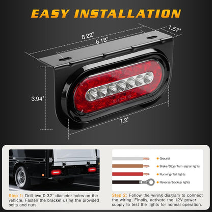 2PCS LED Trailer Lights – 6" Waterproof Brake & Turn Lights