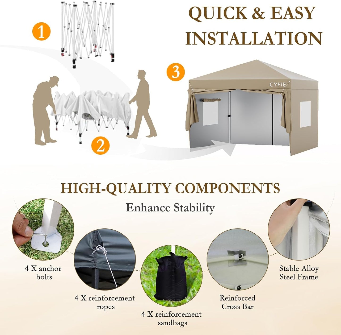 New Upgraded 10x10 FT Pop-Up Canopy Tent with 4 Sidewalls – 30% More Wind-Resistant, Reinforced Frame