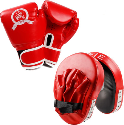 2-in-1 Kickboxing Gloves & Punching Mitts – For Kids & Adults, MMA, Karate, Muay Thai