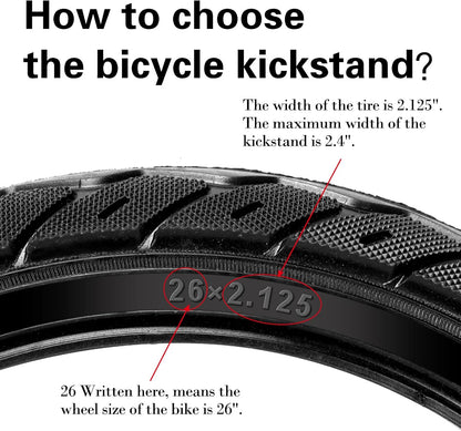 Adjustable Bike Kickstand – Rear Side Stand for 24-29 Inch Mountain, Road, BMX & MTB Bikes, Black