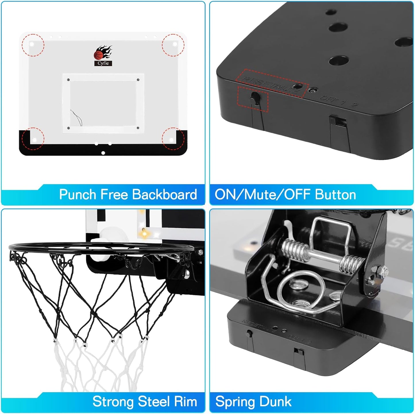 LED Mini Basketball Hoop with Electronic Scoreboard – Over-the-Door & Suction Cup Indoor Set for Kids