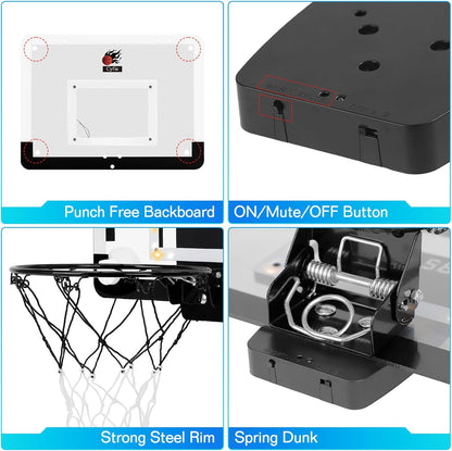 LED Mini Basketball Hoop with Electronic Scoreboard – Over-the-Door & Suction Cup Indoor Set for Kids