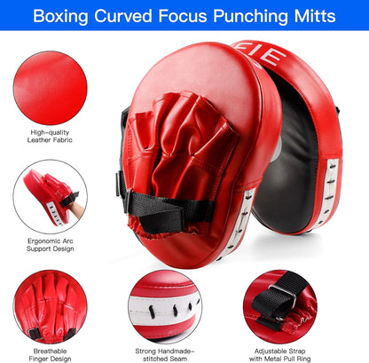 2-in-1 Kickboxing Gloves & Punching Mitts – For Kids & Adults, MMA, Karate, Muay Thai