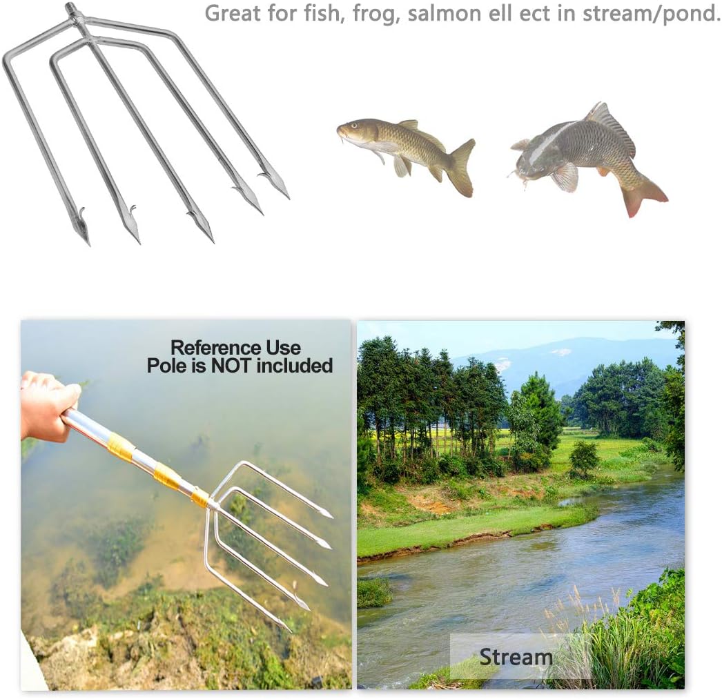 Stainless Steel Fishing Gaff Hook with 8mm Screw – Harpoon Hook for Flounder & Frog Gigging