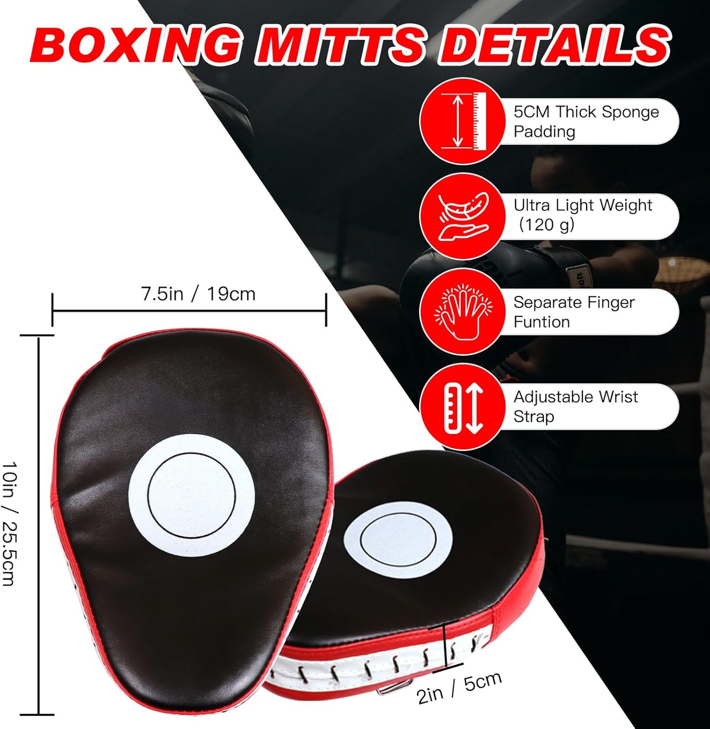 2-in-1 Boxing Pads & Mitts Set – Red Punching Pads & Mitts for Adults & Youth