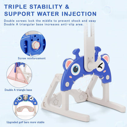 4-in-1 Kids Basketball Hoop Set – Adjustable Height, Football, Golf & Ring Toss