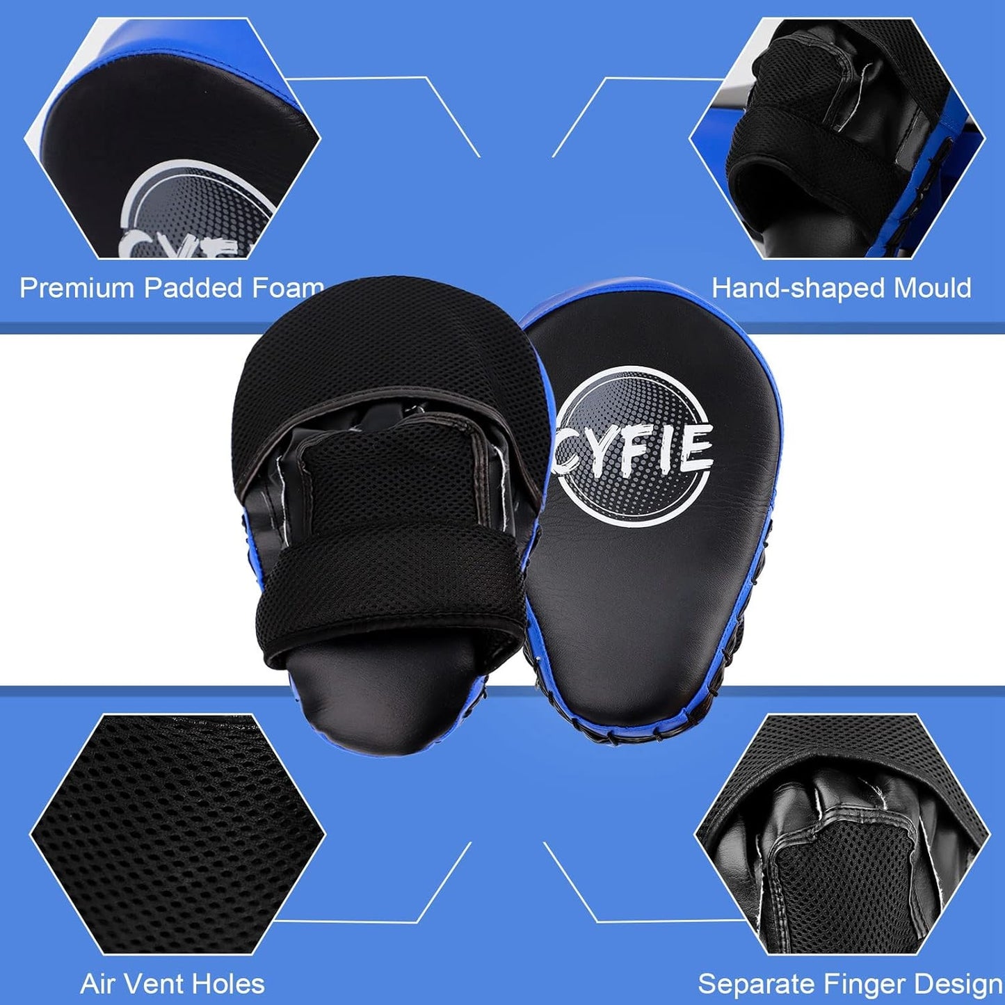2-in-1 Boxing Pads & Mitts Set – Blue Punching Pads & Mitts for Adults & Youth
