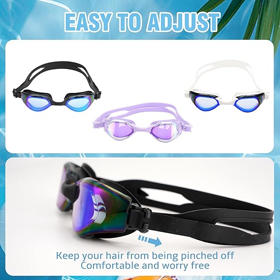 Swim Goggles Set – Anti-Fog, Leak-Proof with Nose Clip, Earplugs, Cap & Case for Men & Women