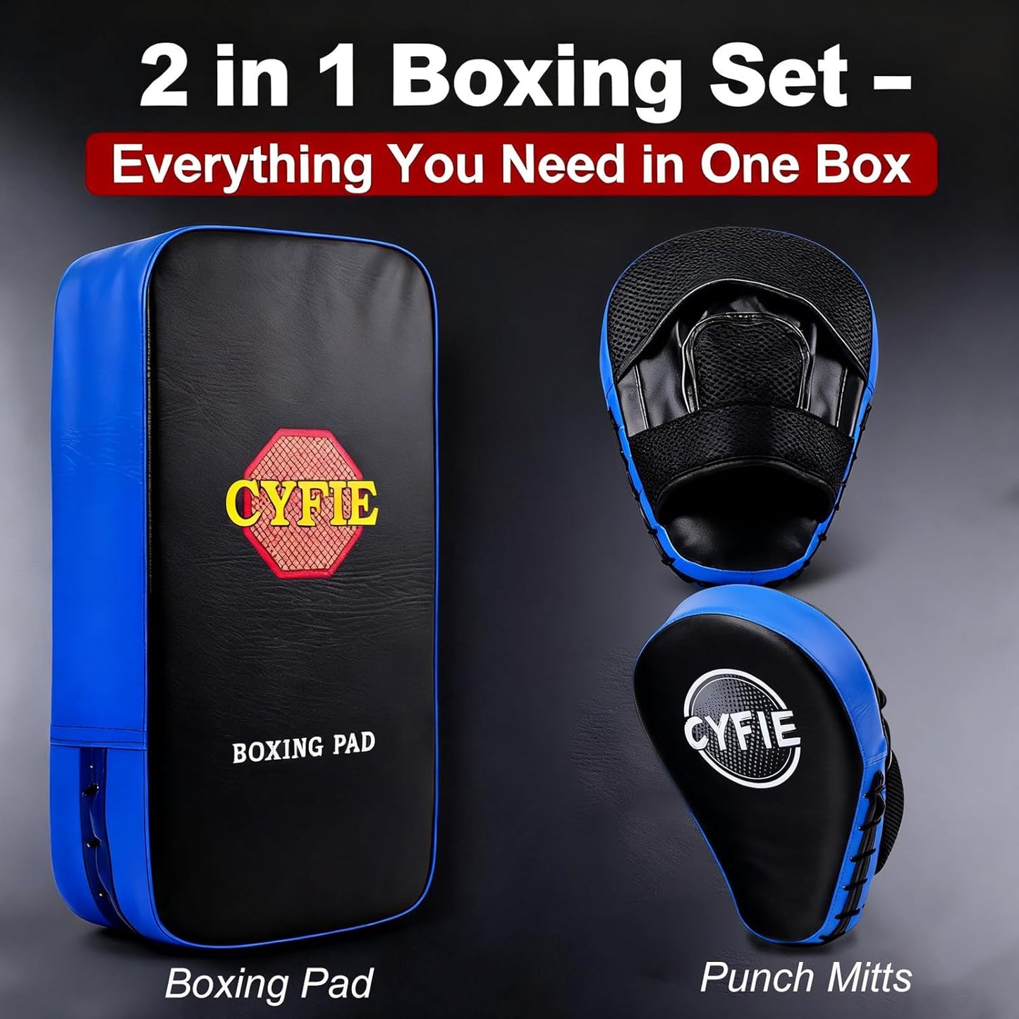 2-in-1 Boxing Pads & Mitts Set – Blue Punching Pads & Mitts for Adults & Youth