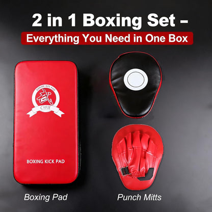 2-in-1 Boxing Pads & Mitts Set – Red Punching Pads & Mitts for Adults & Youth