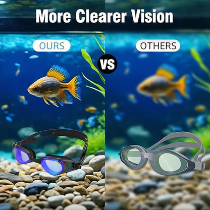 Swim Goggles Set – Anti-Fog, Leak-Proof with Nose Clip, Earplugs, Cap & Case for Men & Women