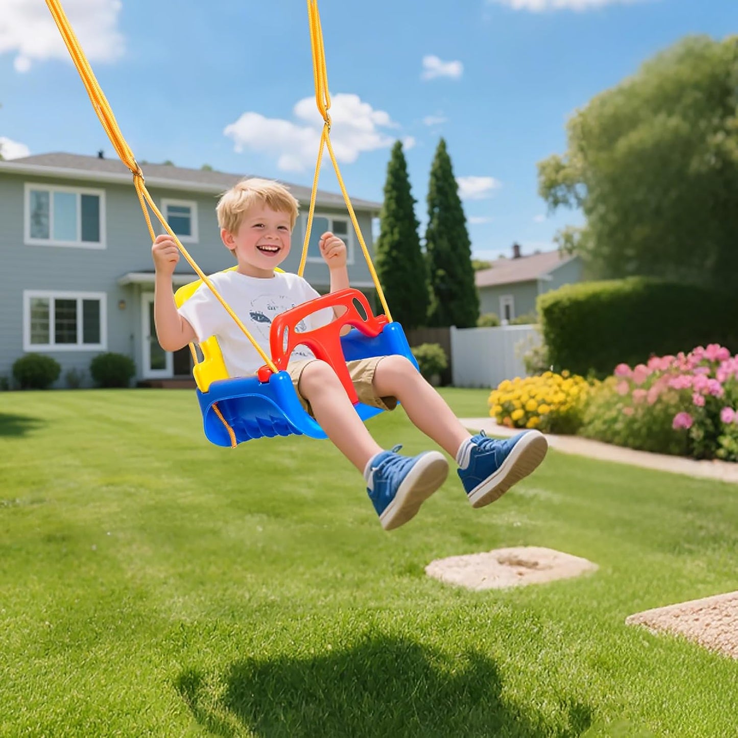 3-in-1 Toddler Swing Set – Indoor/Outdoor Baby Swing with Metal Frame
