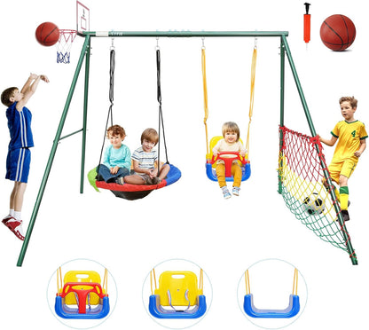 7-in-1 Kids Swing Set for Backyard & Playground