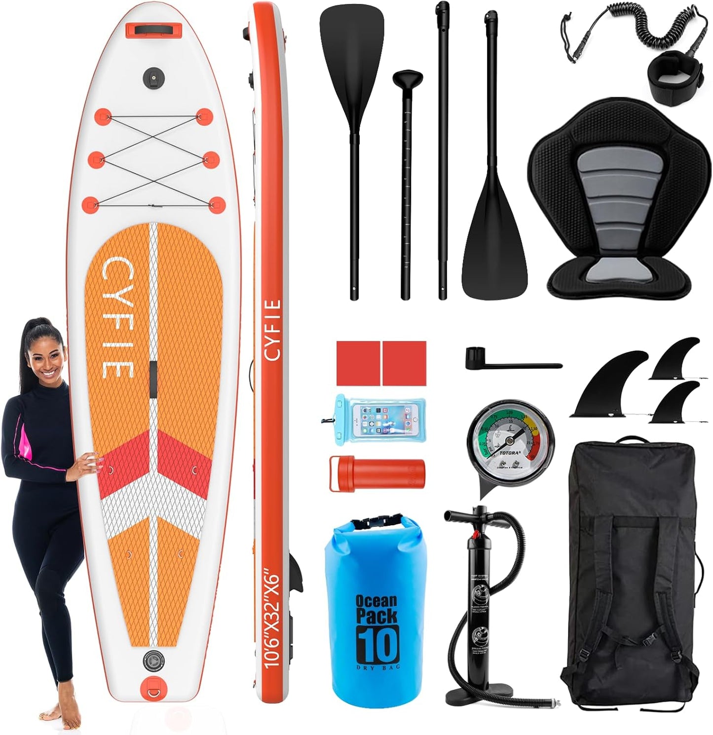 2026 Upgraded 10'6" Inflatable SUP – Reinforced Paddle Board for Enhanced Durability & Stability