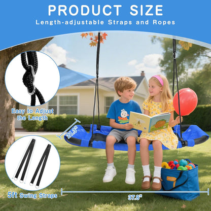 38" Rectangle Tree Swing – Indoor/Outdoor Swing for Kids, Adjustable Ropes