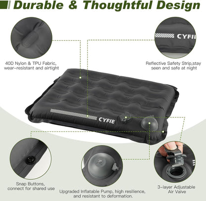 Cyfie Inflatable Seat Cushion for Travel, Portable Stadium Seat | 2.8" thick inflatable cushion, lightweight, water-resistant, ideal as an airplane seat cushion, camping pad and outdoor seat