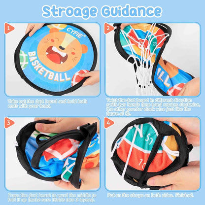 2-in-1 Kids Basketball Hoop with Dart Board – Indoor Sports Toy Set for Boys & Girls