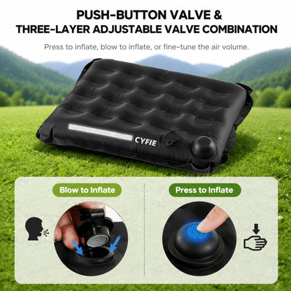 Cyfie Inflatable Seat Cushion for Travel, Portable Stadium Seat | 2.8" thick inflatable cushion, lightweight, water-resistant, ideal as an airplane seat cushion, camping pad and outdoor seat