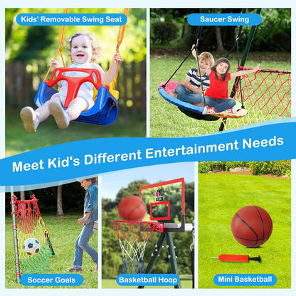 7-in-1 Kids Swing Set for Backyard & Playground