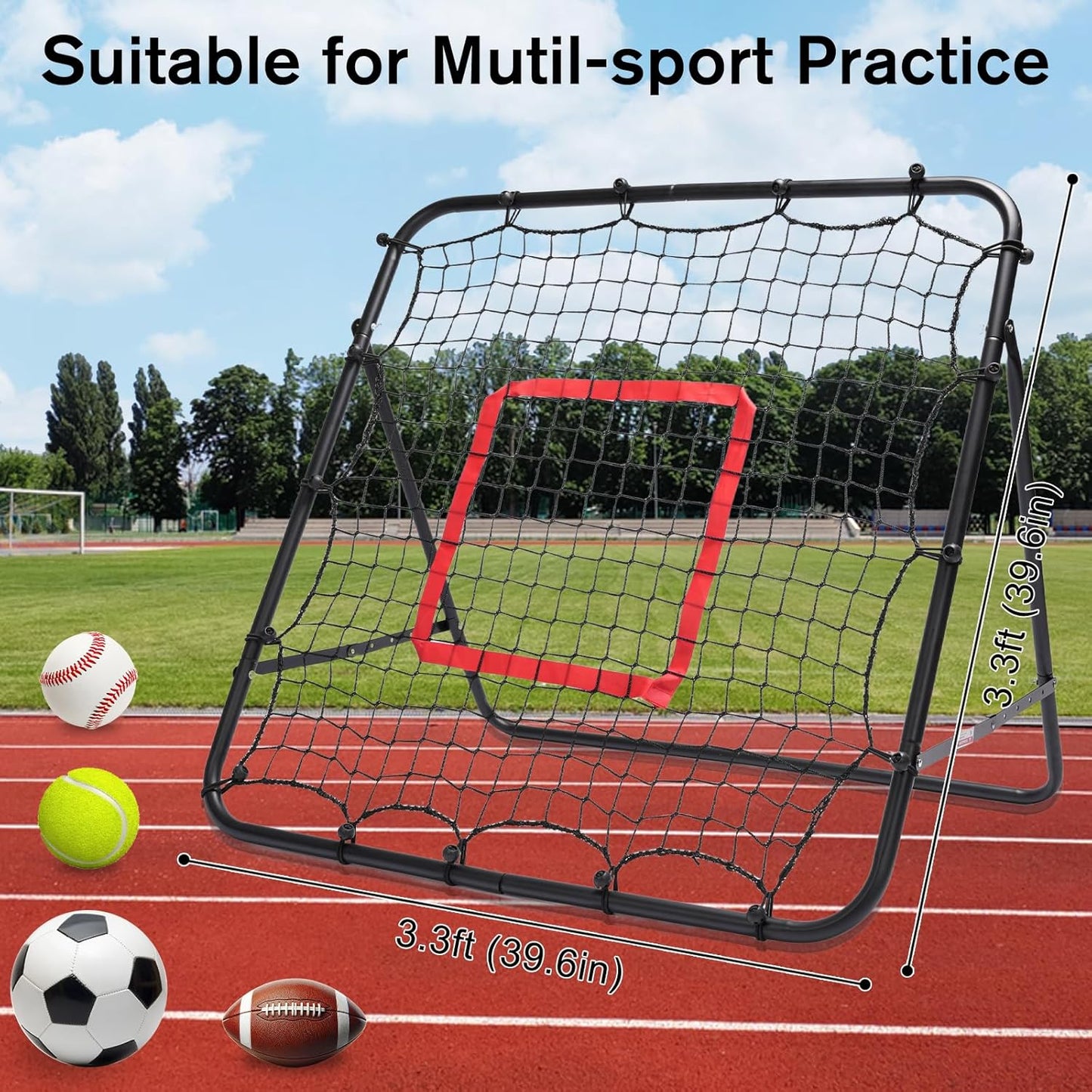 3.3x3.3FT Foldable Rebounder Net – Multi-Sport Trainer