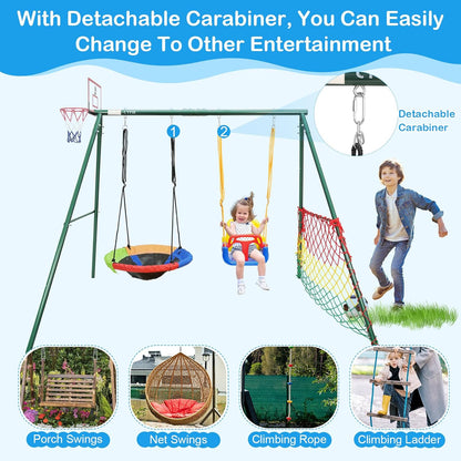 7-in-1 Kids Swing Set for Backyard & Playground