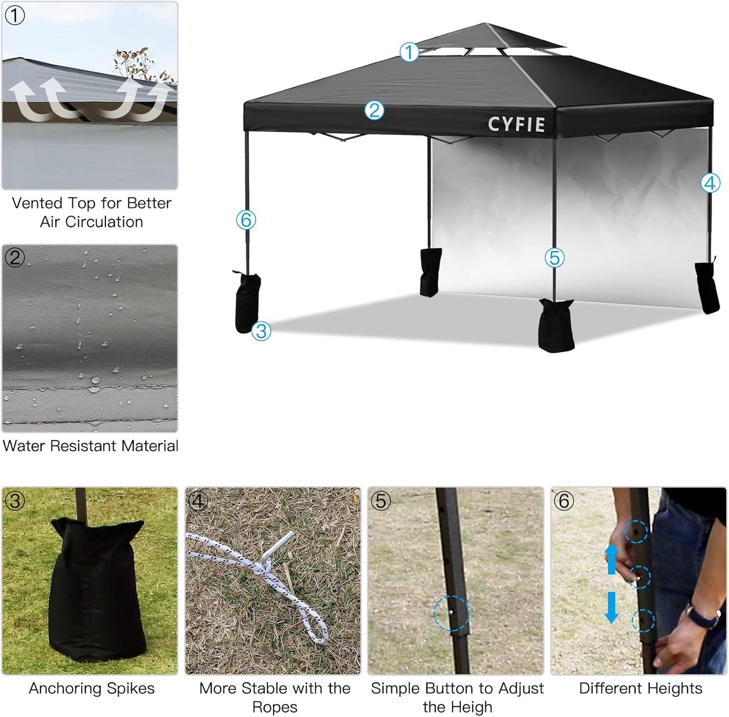 2026 Upgraded 10’x10’ Pop-Up Canopy Tent with Vent Roof & Sidewalls – Reinforced Frame for Extra Strength