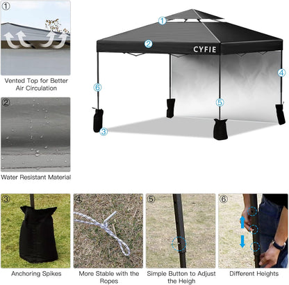 2026 Upgraded 10’x10’ Pop-Up Canopy Tent with Vent Roof & Sidewalls – Reinforced Frame for Extra Strength